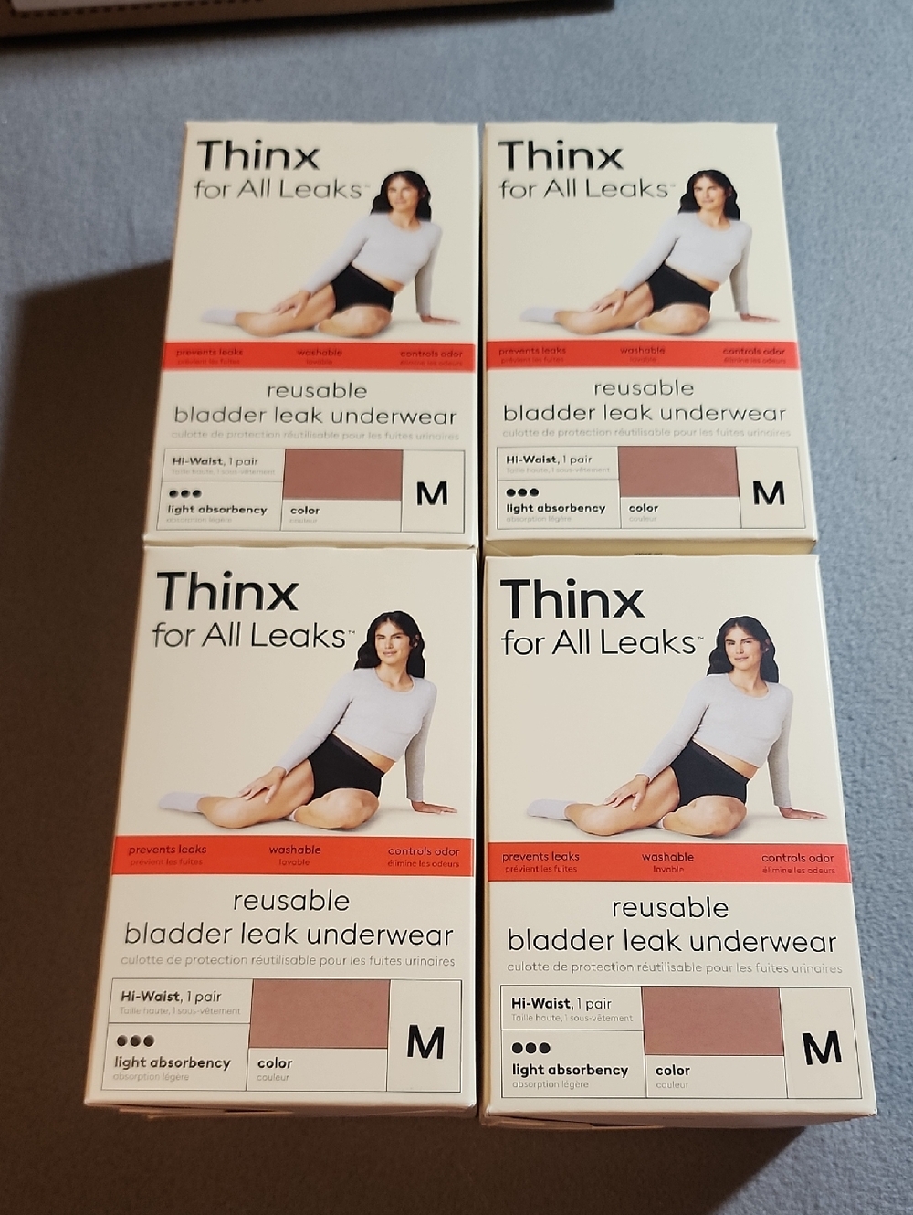 Thinx Reusable Bladder Leak Underwear Boxes — Nude/Tan (Set of 4)